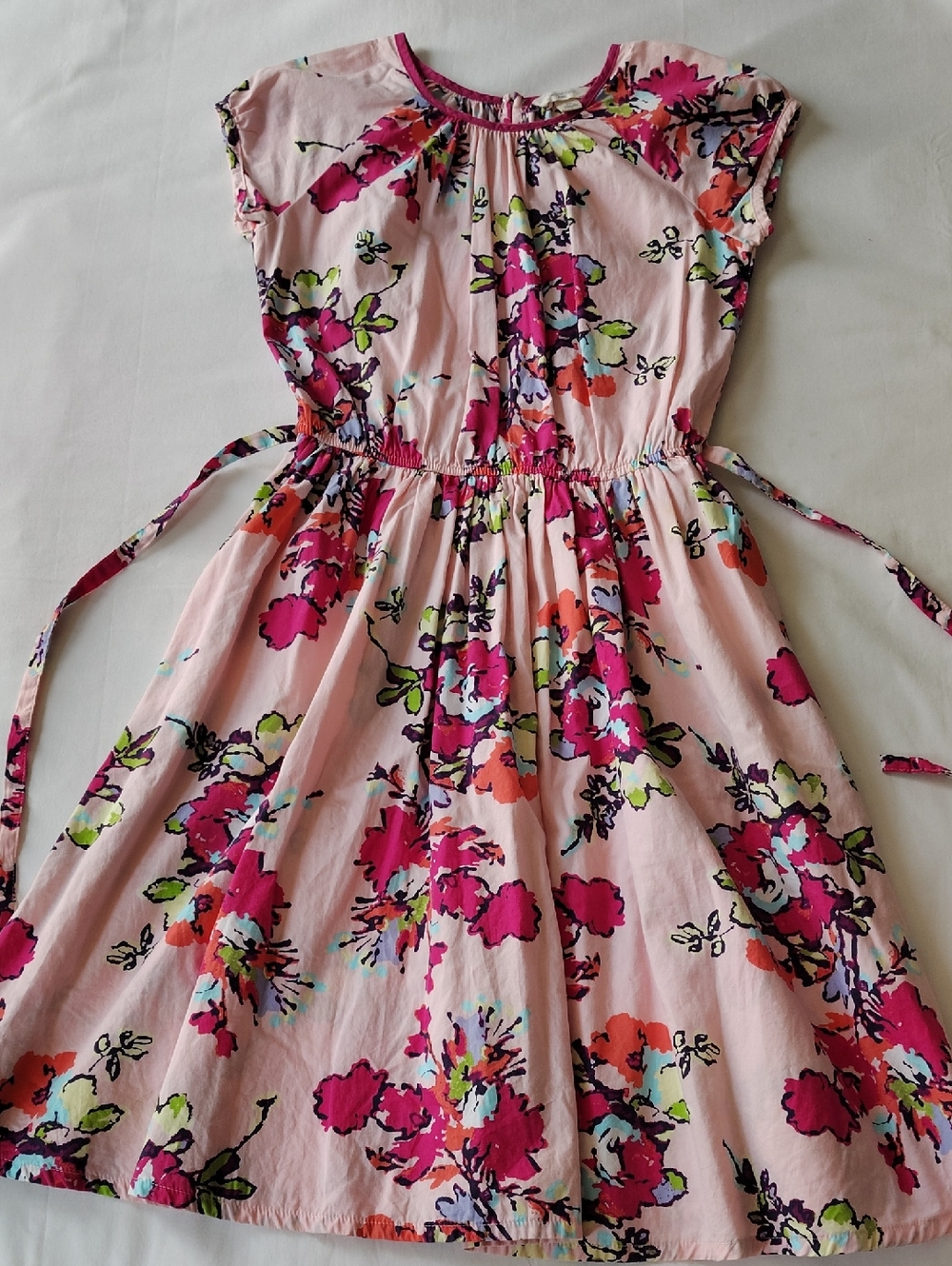 Lands' End Pink Floral Cotton Dress Size 10 Excellent Condition